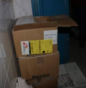 Box of supplies with MSF logo